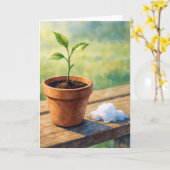 Thinking of You Potted Plant With Snow Pile カード (黄色い花)