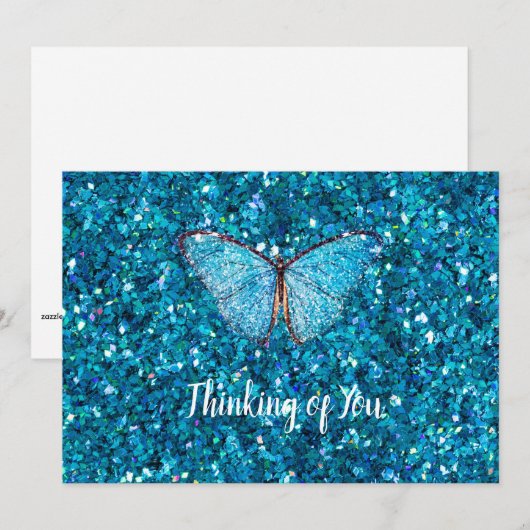 Thinking of You, Shiny Blue Glitzy Template シーズンカード (正面/裏面)