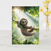 Thinking of You Sloth In Sunshine カード (黄色い花)