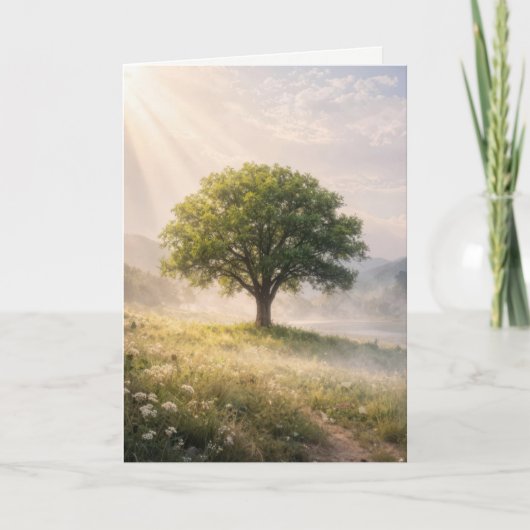 Thinking of you Solitary Tree with Sunbeams カード (正面)