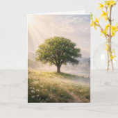 Thinking of you Solitary Tree with Sunbeams カード (黄色い花)