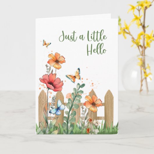Thinking of You Spring Hello Flowers Butterflies カード (黄色い花)