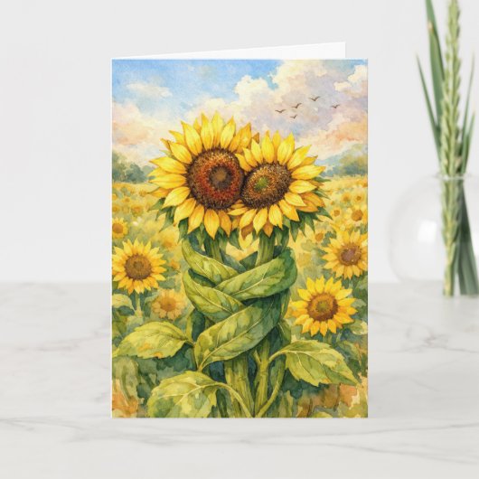 Thinking of You Sunflower Hug カード (正面)