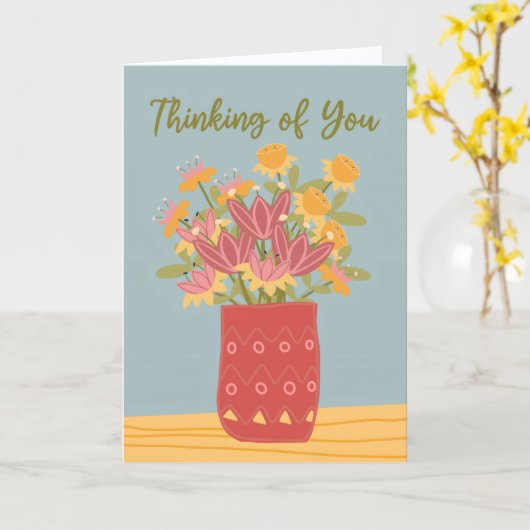 Thinking of You Vase of Flowers カード (黄色い花)
