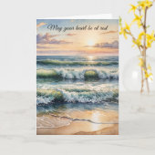 Thinking of You Watercolor Beach Sunrise カード (黄色い花)