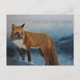 Thinking Of You Winter Fox Postcard ポストカード