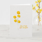 Thinking of You Yellow Billy Buttons Watercolor カード (黄色い花)