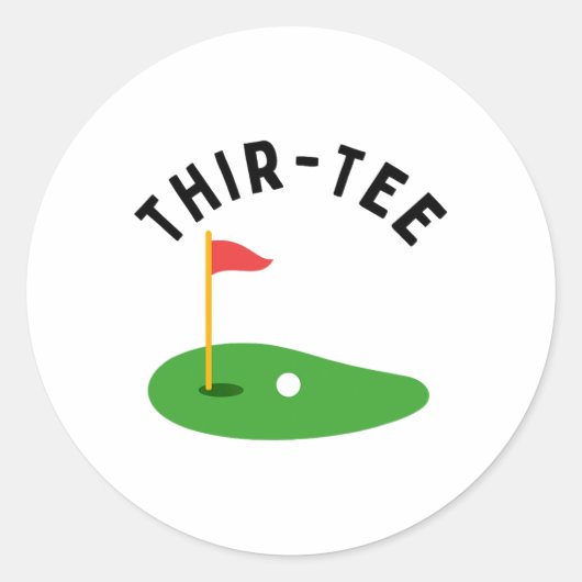 Thir-tee 30th Golf Birthday Party Thirtieth Golf P ラウンドシール (正面)