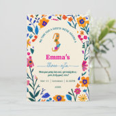 Third Birthday Mexican floral cactus - Three-esta  招待状 (スタンド正面)