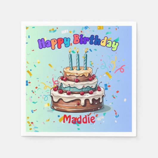 Third Birthday party napkinsStandard Cocktail スタンダードカクテルナプキン (正面)