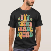 Third Grad Squad Teacher  Retro Groovy Easter Bunn Tシャツ (正面)