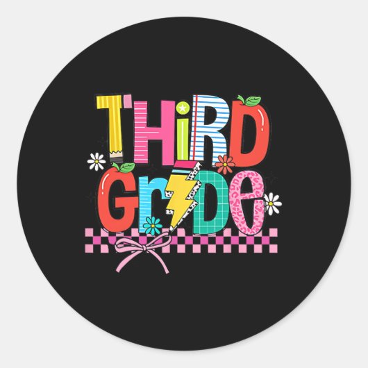 Third Grade Back To School 3rd Grade Coquette Teac ラウンドシール (正面)