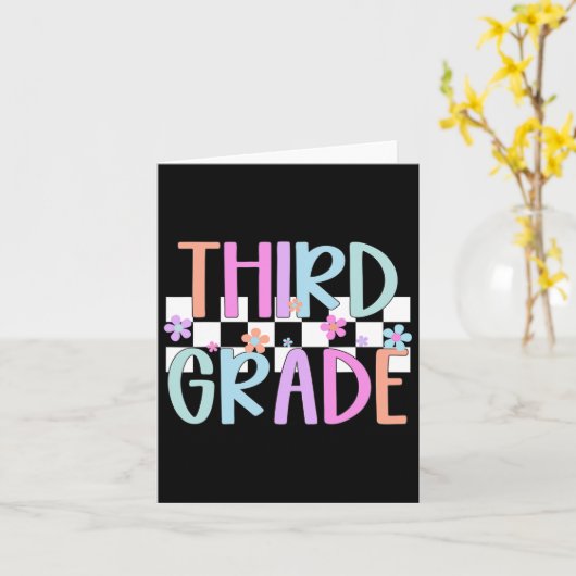 Third Grade Back To School 3rd Grade Floral Teache カード (黄色い花)
