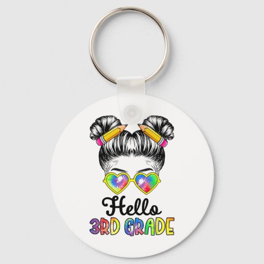 Third Grade Ck To School - Hello 3rd Grade Messy B キーホルダー (正面)