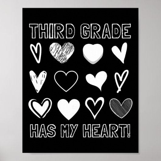 Third Grade Has My Heart 3rd Grade Teacher Valenti ポスター (正面)