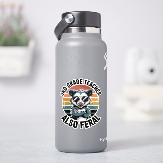 Third Grade Teacher Also Feral Opossum シール (HydroFlask)