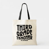 Third Grade Teacher Black Typography Design トートバッグ (裏面)