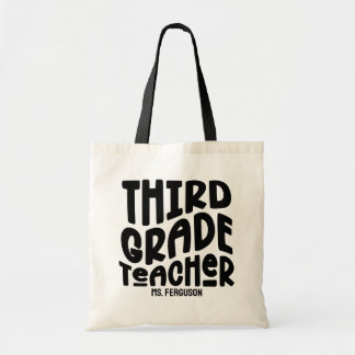 Third Grade Teacher Black Typography Design トートバッグ