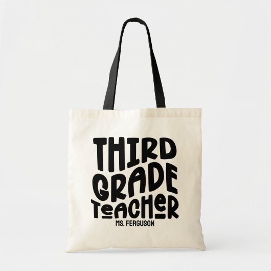 Third Grade Teacher Black Typography Design トートバッグ (正面)
