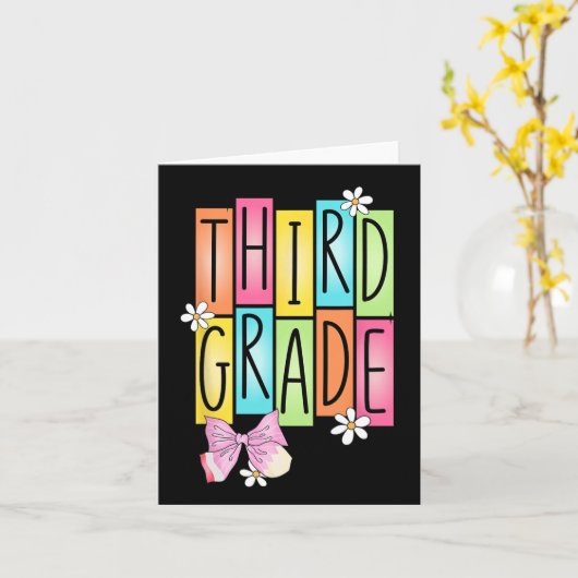 Third Grade Team Retro Coquette Back To School Gir カード (黄色い花)