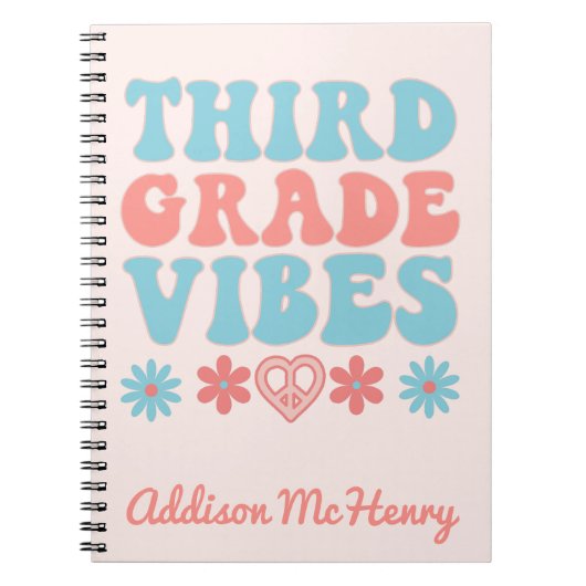 Third Grade Vibes -レトロ新学期ノートブック ノートブック (正面)