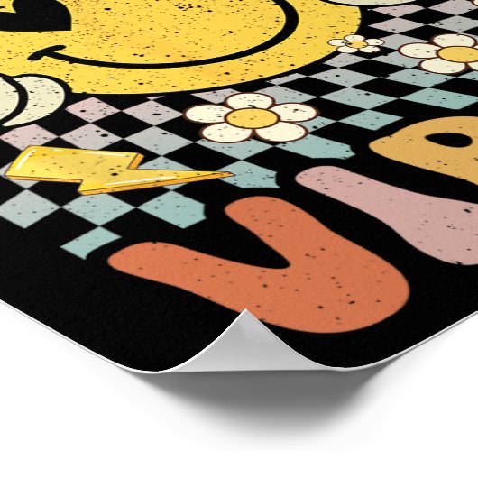 Third Grade Vibes 3rd Grade Retro Teacher 1st Day ポスター (角)