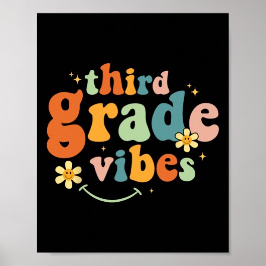 Third Grade Vibes 3rd Grade Team Retro 1st Day Of  ポスター (正面)