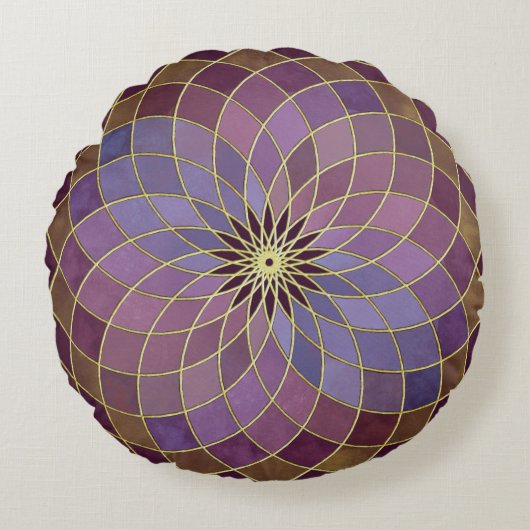 "Third Harmonic Lotus of Life" Round Pillow ラウンドクッション (正面)