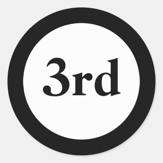 Third Place Award Black Stickers ラウンドシール (正面)