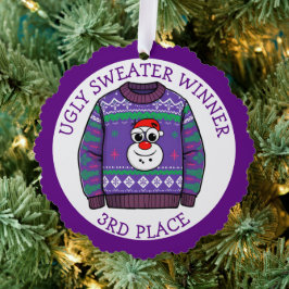 Third Place Ugly Sweater Winner Christmas オーナメントカード