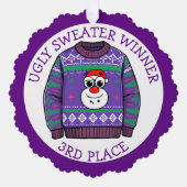 Third Place Ugly Sweater Winner Christmas オーナメントカード (正面)