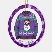Third Place Ugly Sweater Winner Christmas セラミックオーナメント (左)