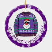 Third Place Ugly Sweater Winner Christmas セラミックオーナメント (裏面)