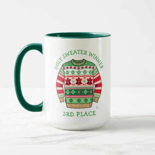Third Place Ugly Sweater Winner Christmas マグカップ (左)