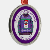 Third Place Ugly Sweater Winner Christmas メタルオーナメント (右)