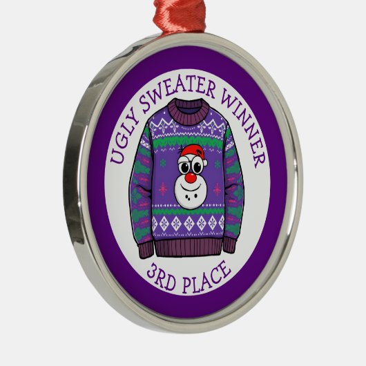 Third Place Ugly Sweater Winner Christmas メタルオーナメント (右)
