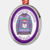 Third Place Ugly Sweater Winner Christmas メタルオーナメント (左)
