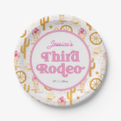 Third Rodeo Cowgirl 3rd Birthday ペーパープレート (正面)