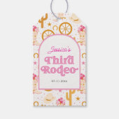 Third Rodeo Western Cowgirl 3rd Birthday Party ギフトタグ (正面)