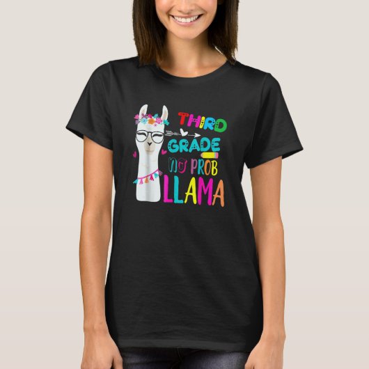 Third Team 3rd Grade Teacher Rainbow No Prob Llama Tシャツ (正面)