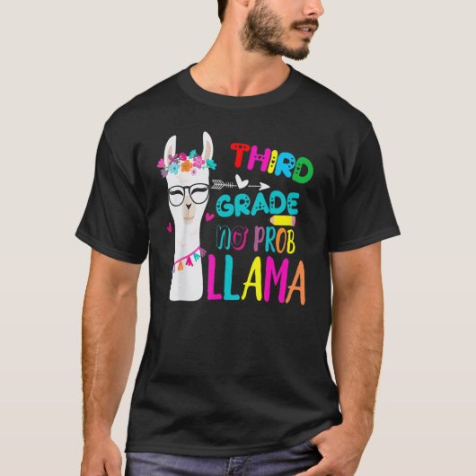 Third Team 3rd Grade Teacher Rainbow No Prob Llama Tシャツ (正面)