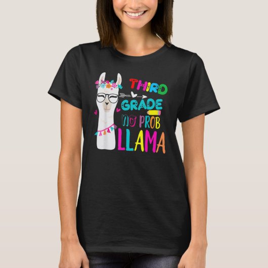 Third Team 3rd Grade Teacher Rainbow No Prob Llama Tシャツ (正面)