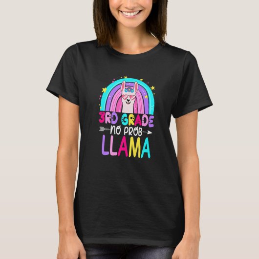 Third Team 3rd Grade Teacher Rainbow No Prob Llama Tシャツ (正面)