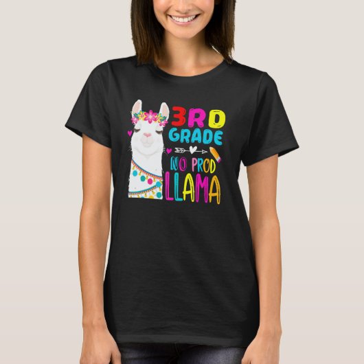Third Team 3rd Grade Teacher Rainbow No Prob Llama Tシャツ (正面)