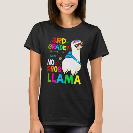 Third Team 3rd Grade Teacher Rainbow No Prob Llama Tシャツ (正面)