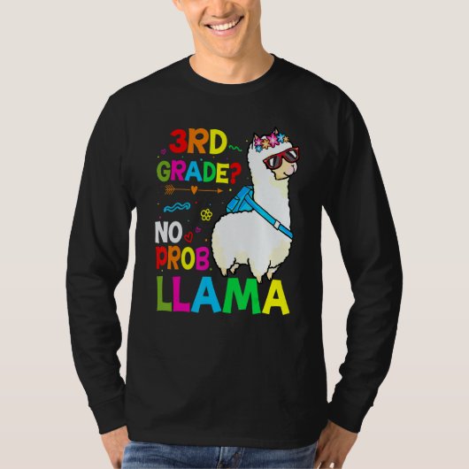 Third Team 3rd Grade Teacher Rainbow No Prob Llama Tシャツ (正面)
