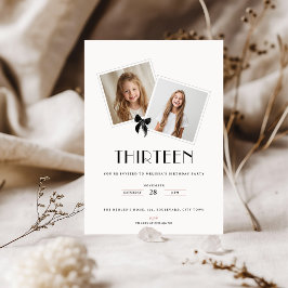 Thirteen black ribbon birthday teens invitation 招待状