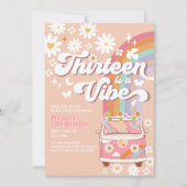 THIRTEEN is a Vibe グルービー ダイジー レインボー 誕生日 招待状 (正面)