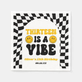 Thirteen Is A Vibe Retro 13th Birthday Party スタンダードカクテルナプキン