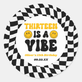 Thirteen Is A Vibe Retro 13th Birthday Party ラウンドシール